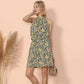 Halter Neck Tie Back Boho Floral Print Sleeveless Elastic Waist Mini Dress
