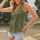 Sleeveless V-Neck Button Down Textured Tank Top