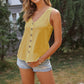 Sleeveless V-Neck Button Down Textured Tank Top
