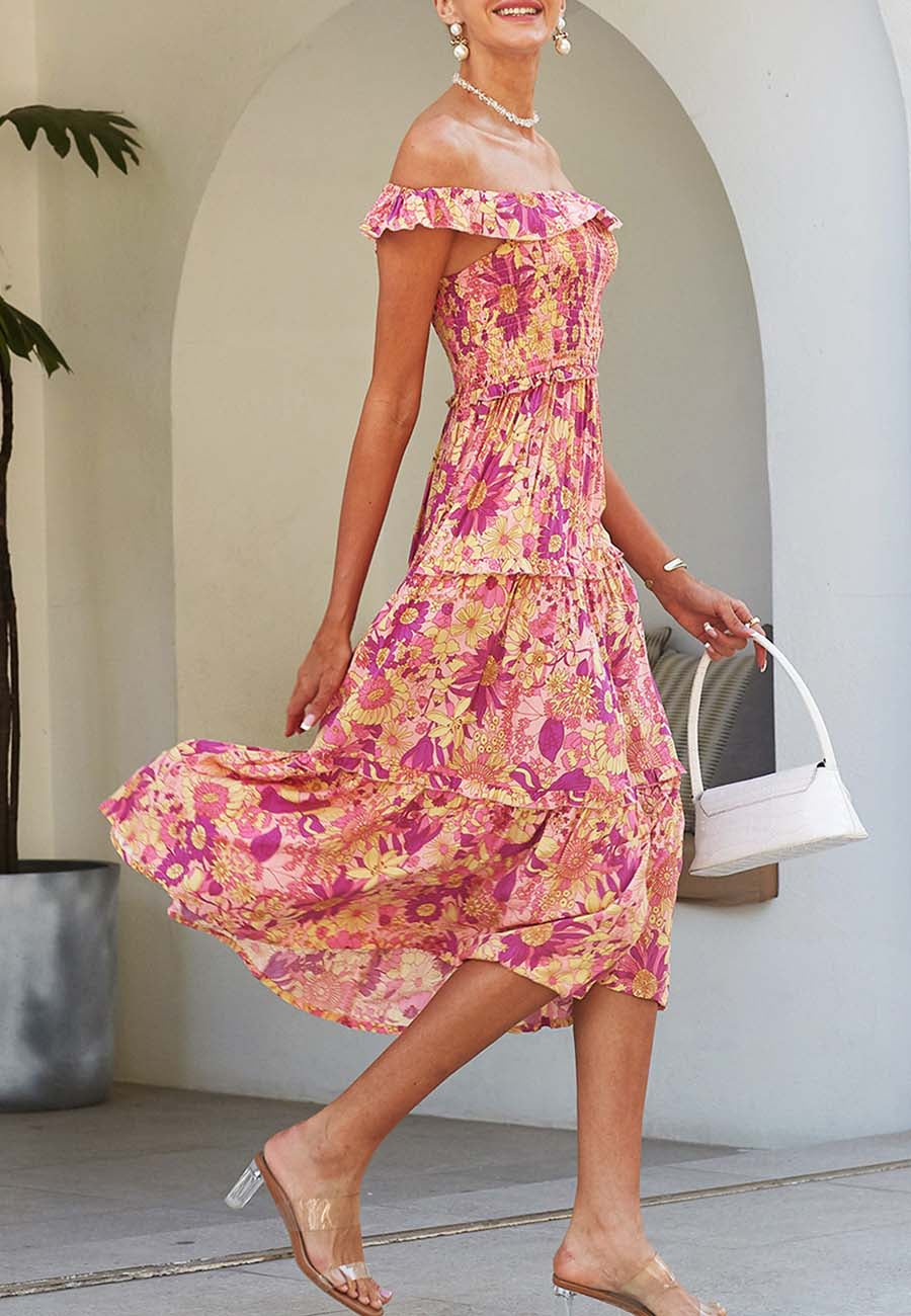 Strappy Smocked Floral Dress