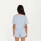 Short Sleeve Ruffle Hem Top and Drawstring Shorts Lounge Set