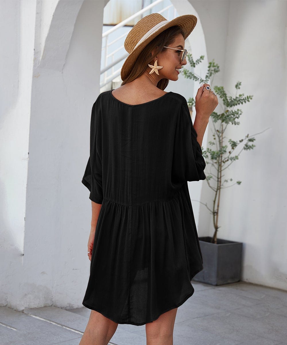 Solid Flowy Mini Dress