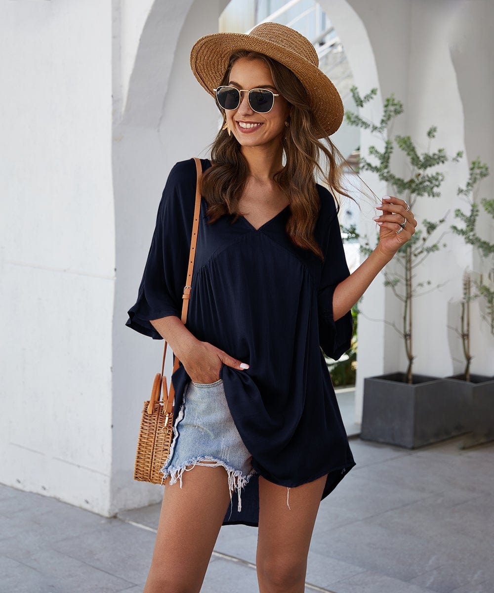 Solid Flowy Mini Dress