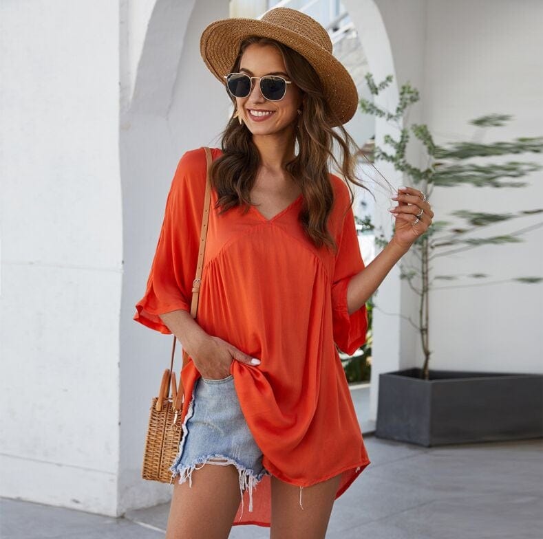 Solid Flowy Mini Dress