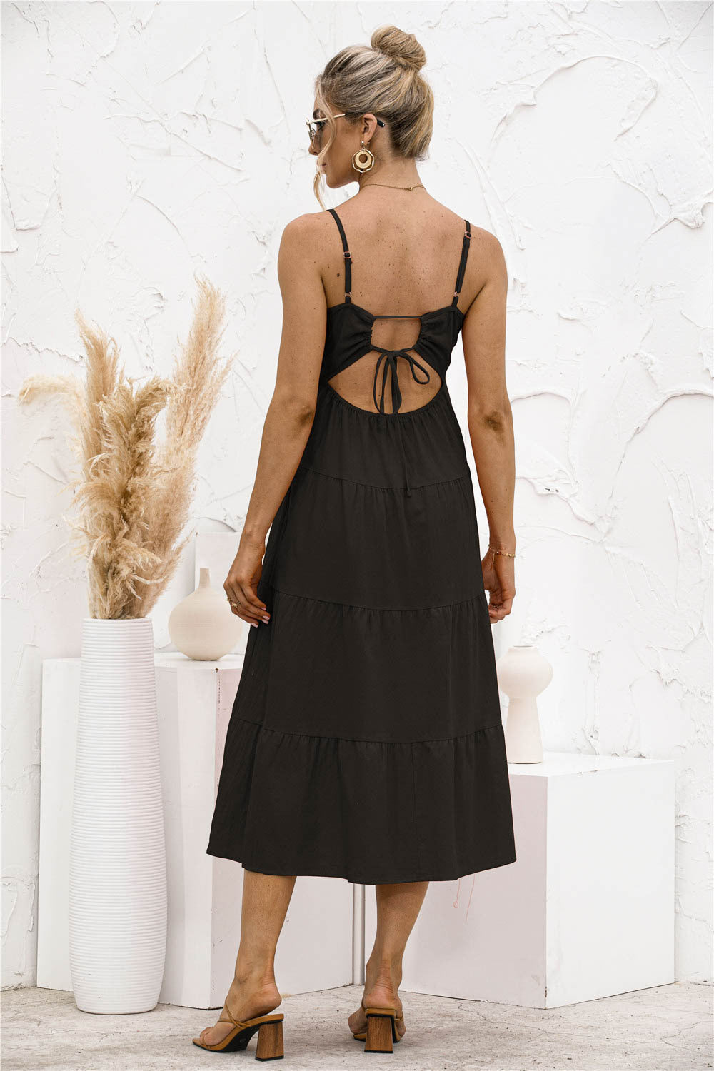 Open Back Ruffle Cami Dress