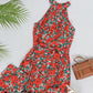 Halter Neck Floral Maxi Dress with Waist Tie and Flowing Skirt