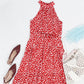 Halter Neck Floral Maxi Dress with Waist Tie and Flowing Skirt