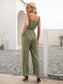 Solid Color Ruffle Strap Jumpsuit