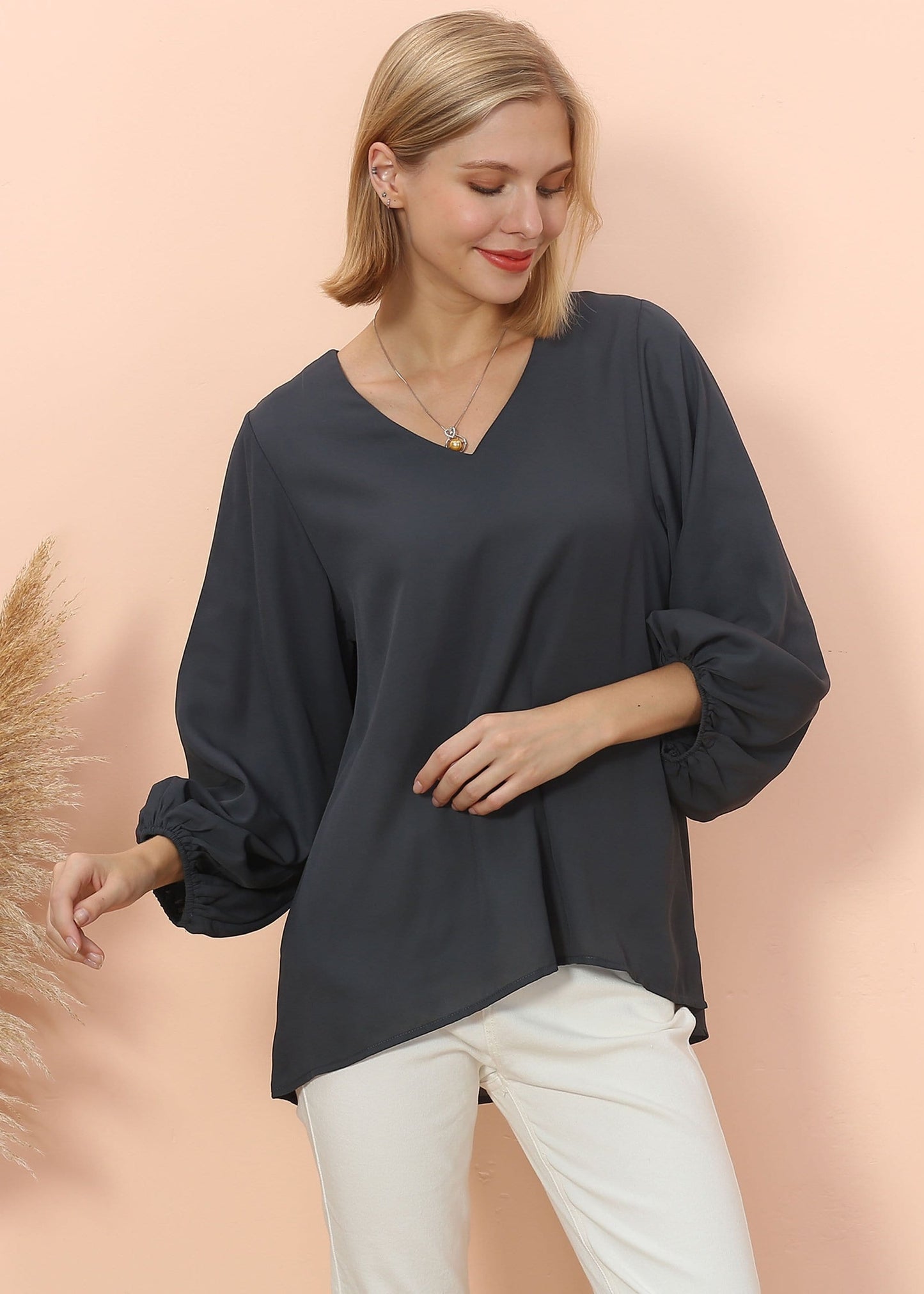 Love Lantern Sleeve V Neck Top