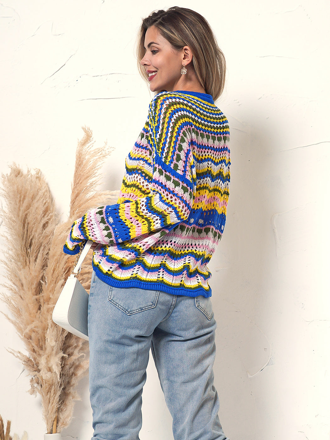 Cut Out Knitted Boho Sweater