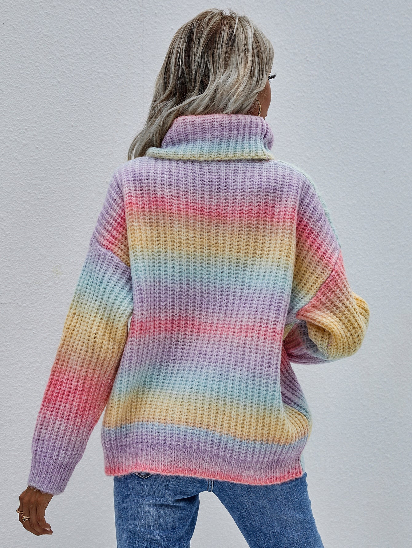 Tie Dye Cowl Neck Knit Sweater