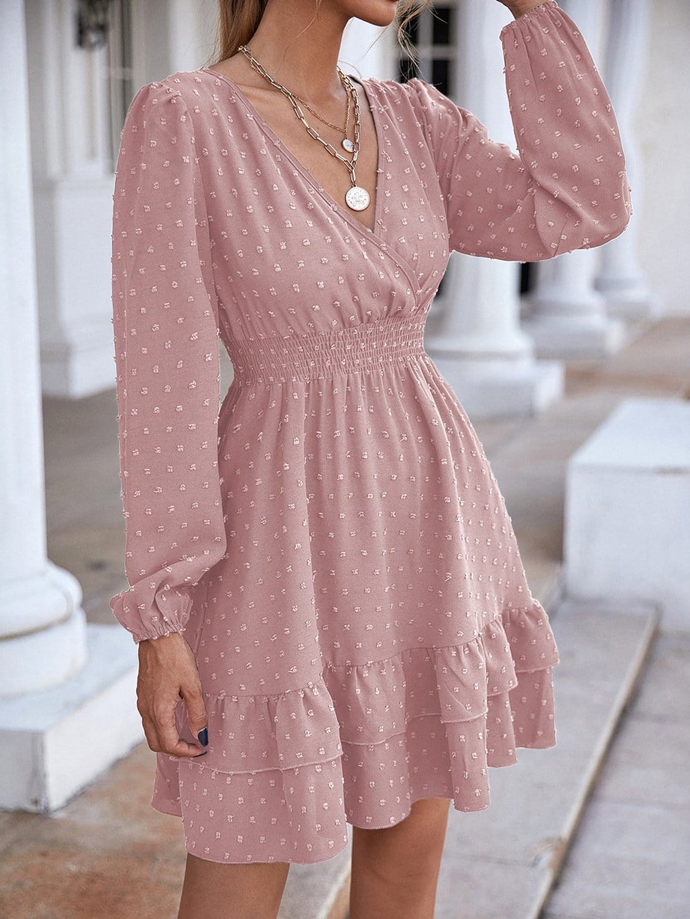 Swiss Dot Ruffle Detail Dress