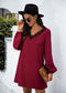 V Neck Lace Trim Dress