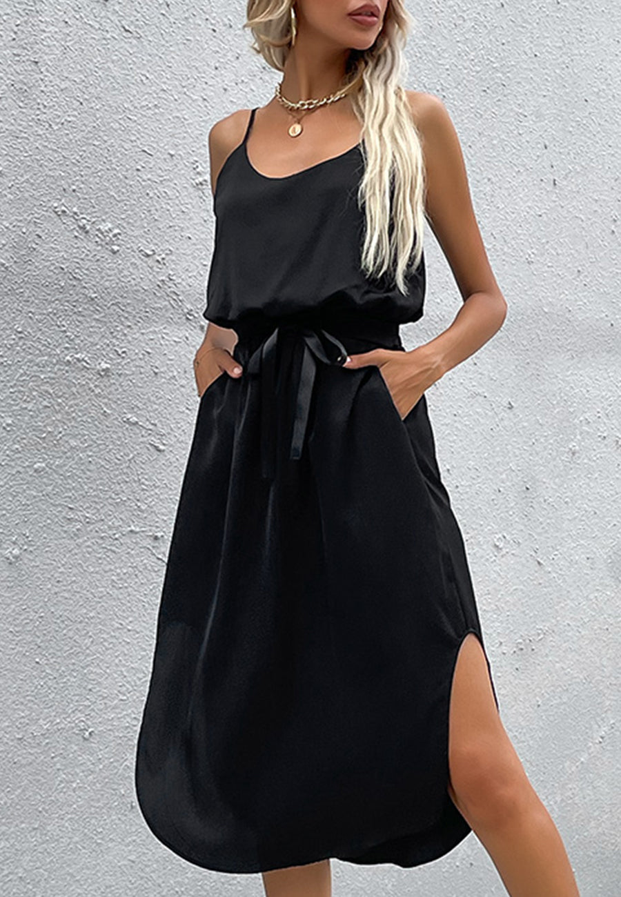 Solid Color Round Hem Dress