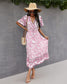 Surplice Neck Floral Boho Dress