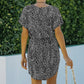 Short Sleeve Mini Dress with Abstract Dot Print and Waist Tie