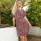 Short Sleeve Mini Dress with Abstract Dot Print and Waist Tie