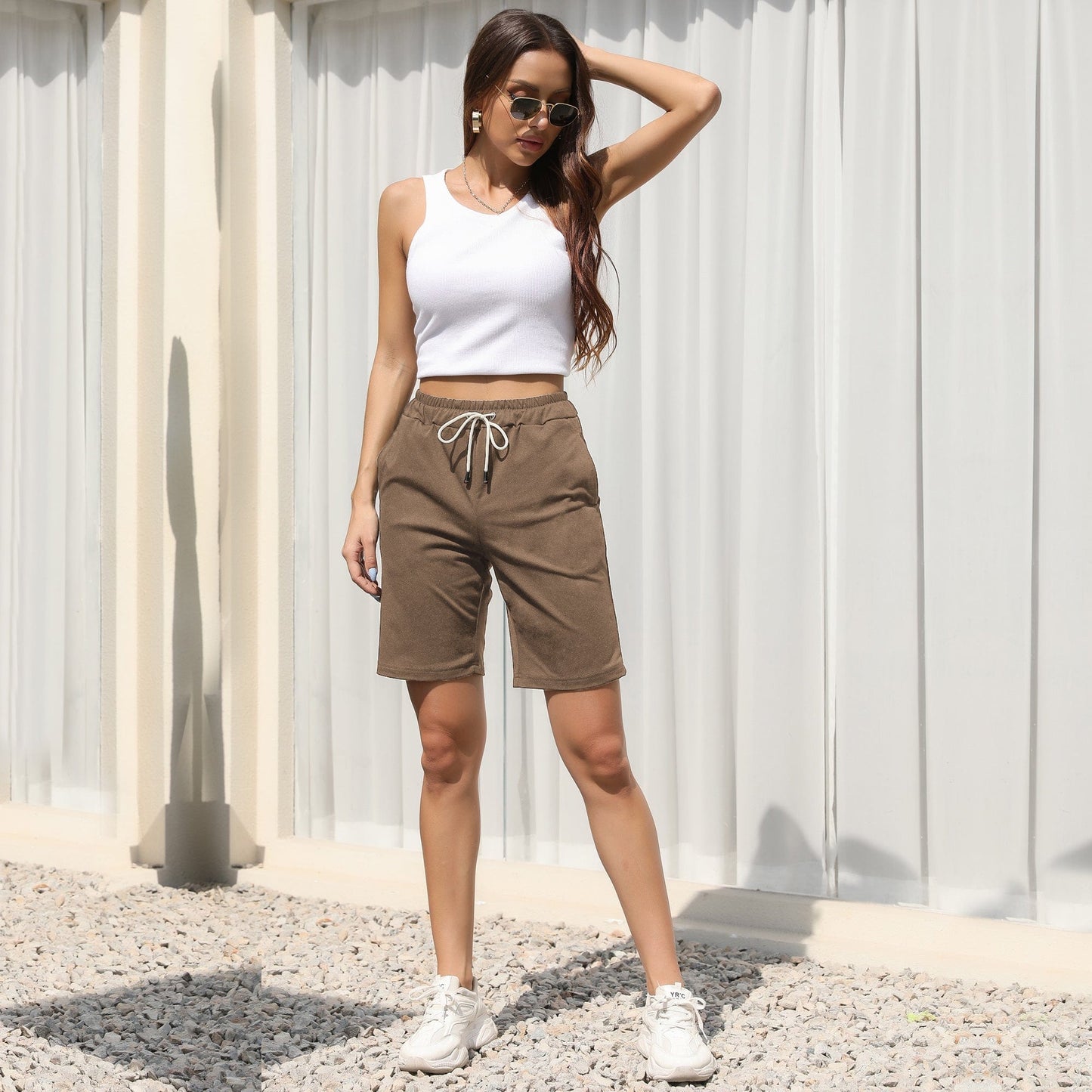 Contrast Drawstring Bermuda Shorts