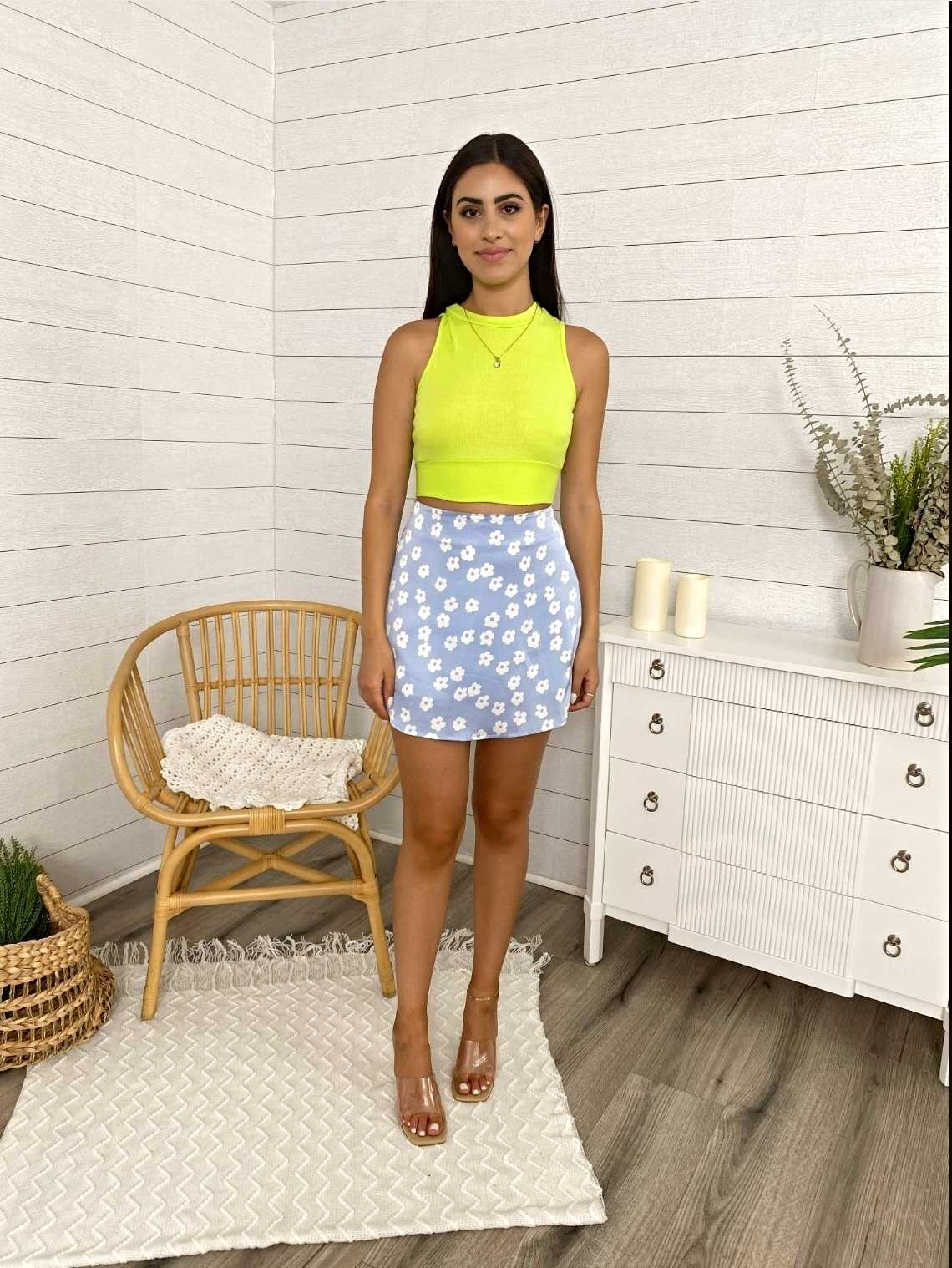 Floral Printed Mini Slip Skirt