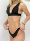 Minimal Triangle Bralette High Rise Bikini Set - Blue