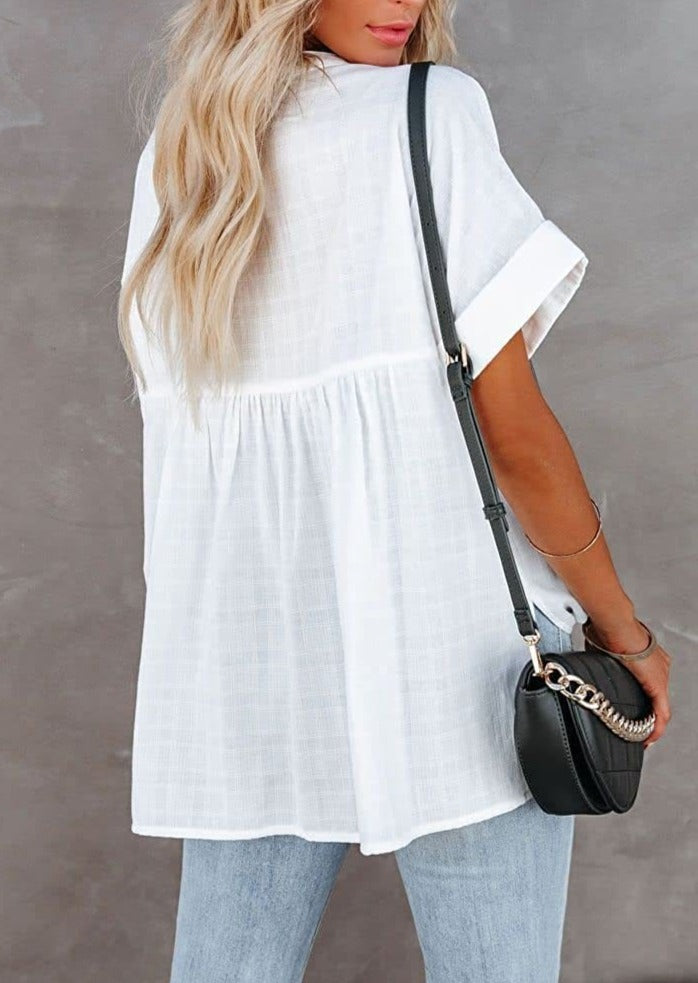 Minimal Plaid Tunic Blouse