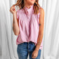 Shirred Neck Half Button Blouse