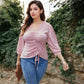 Long Sleeve Blouse with V-Neck and Drawstring Detail