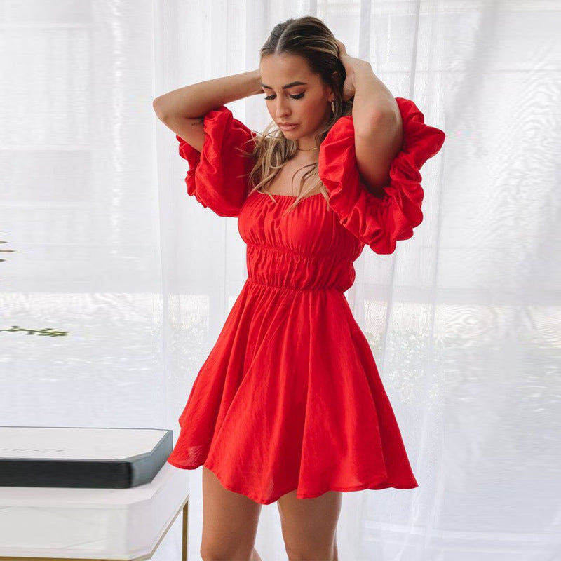 Off Shoulder Puff Sleeve Dress