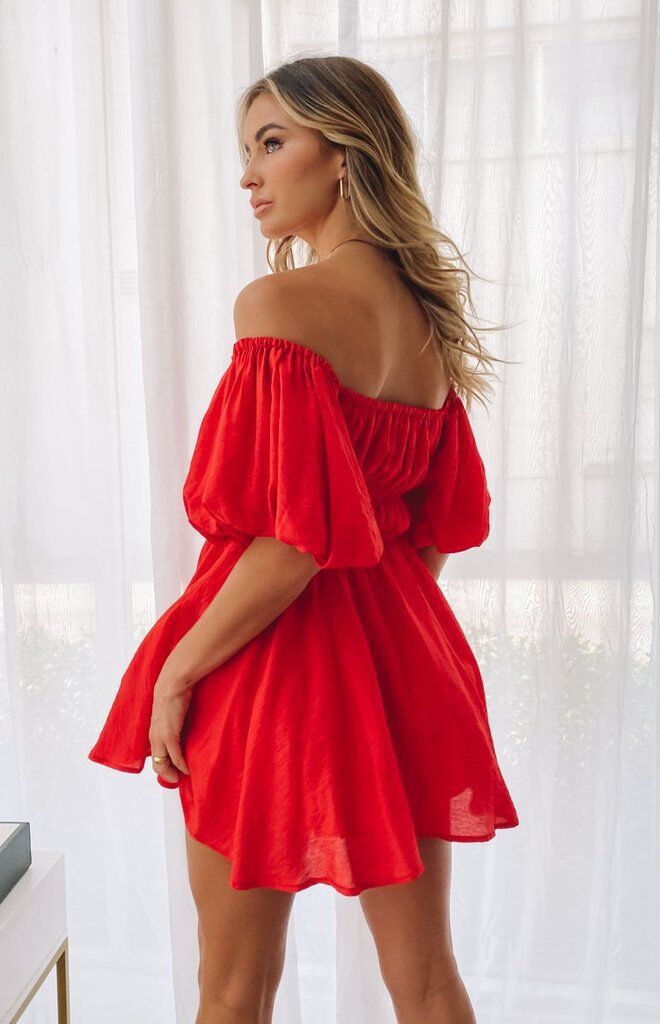 Off Shoulder Puff Sleeve Dress