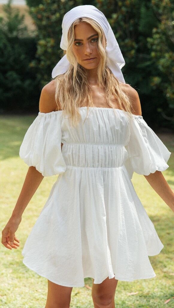 Off Shoulder Puff Sleeve Dress