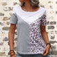 Short Sleeve Color Block Leopard Print Patchwork Casual T-Shirt