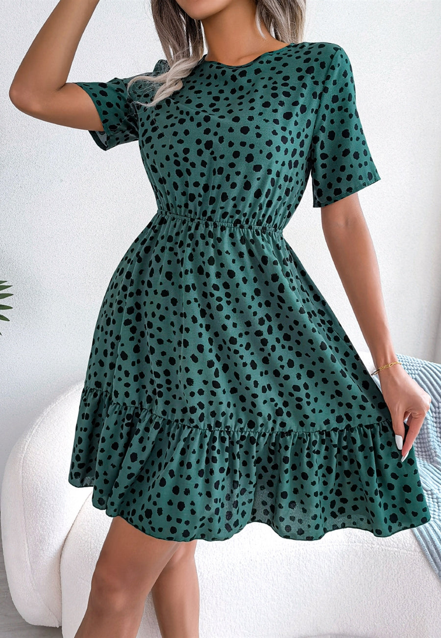 Animal Print Ruffle Hem Dress