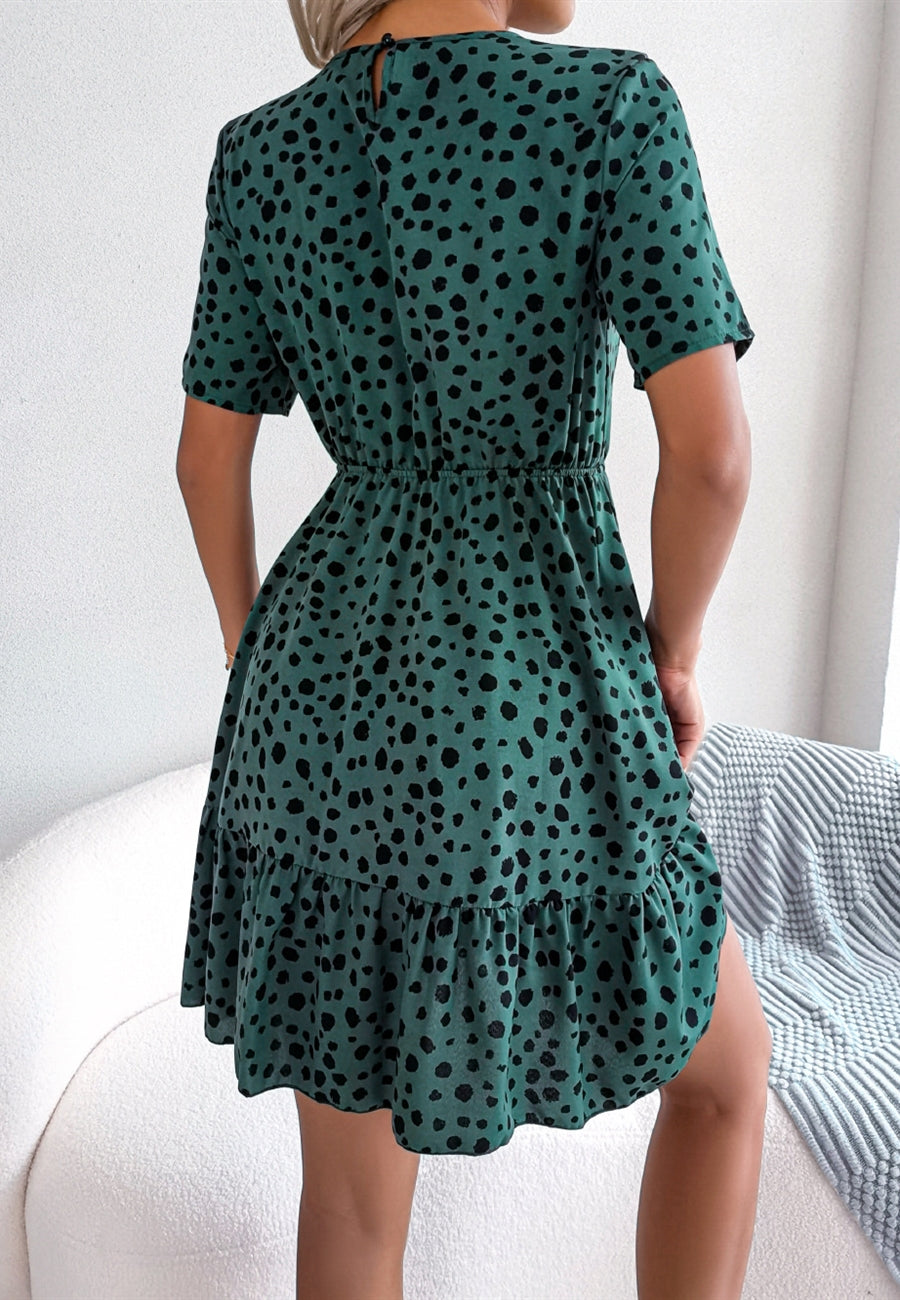 Animal Print Ruffle Hem Dress