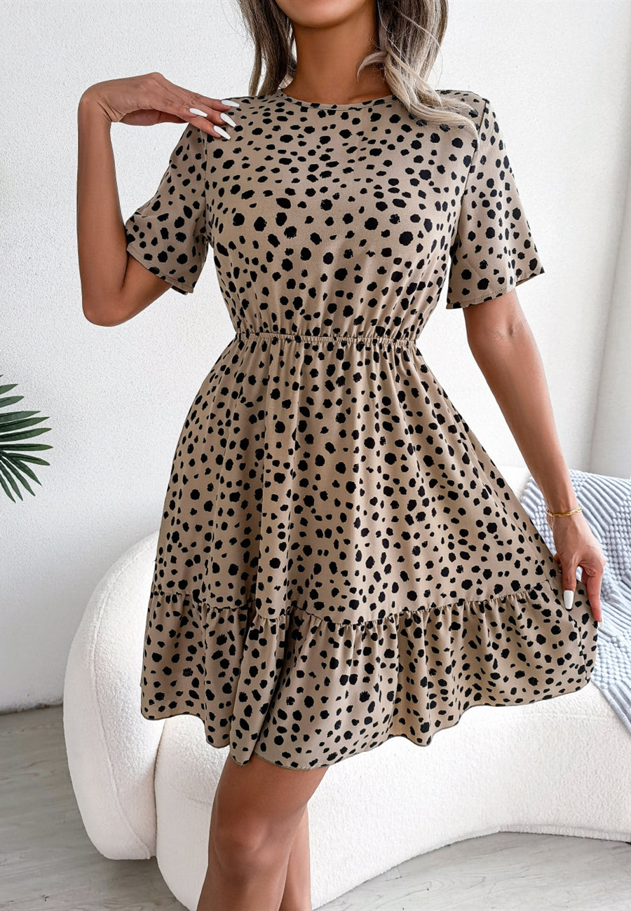 Animal Print Ruffle Hem Dress