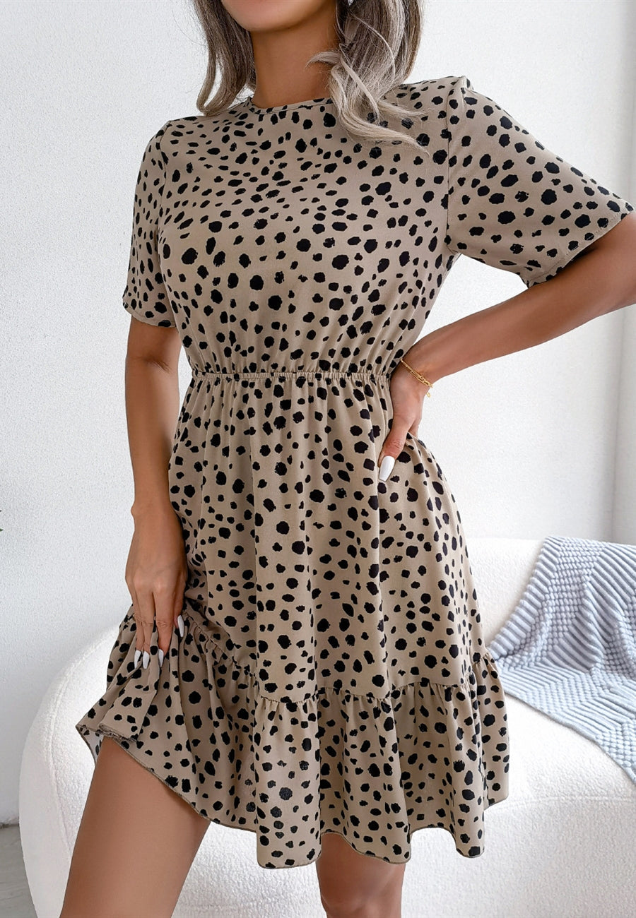 Animal Print Ruffle Hem Dress