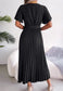 Flutter Sleeve Pleated Wrap Dress