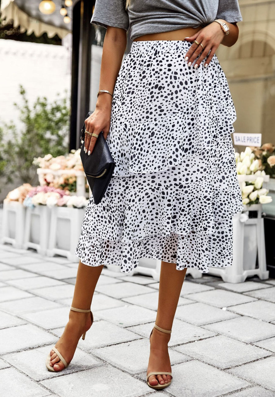 Asymmetrical Tiered Printed Skirt