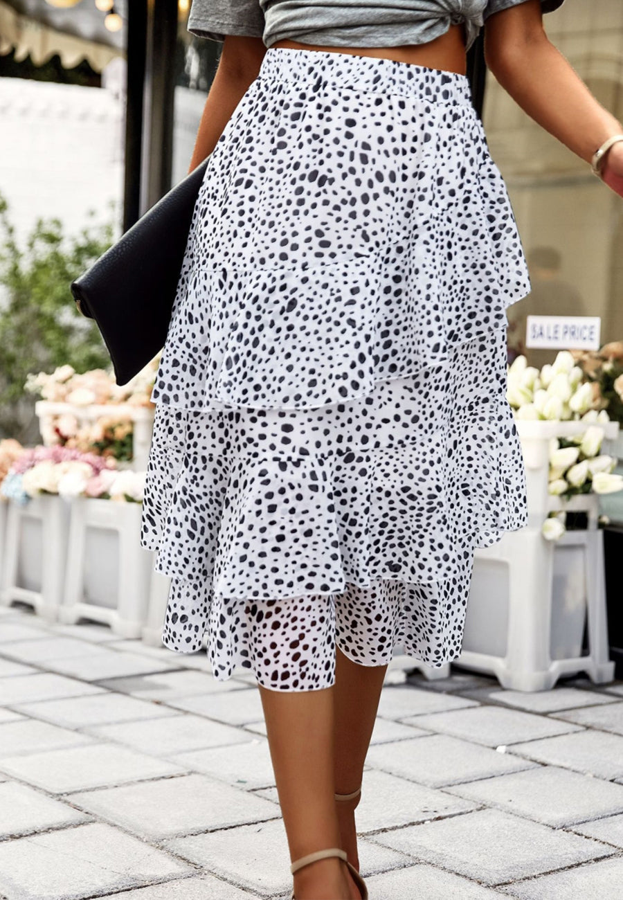 Asymmetrical Tiered Printed Skirt