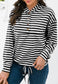 Horizontal Striped Tie Hem Hoodie