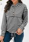 Horizontal Striped Tie Hem Hoodie