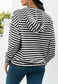 Horizontal Striped Tie Hem Hoodie