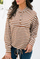 Horizontal Striped Tie Hem Hoodie