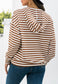 Horizontal Striped Tie Hem Hoodie