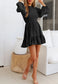 Shirred Ruffle Hem Swing Dress