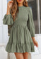 Shirred Ruffle Hem Swing Dress