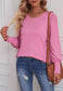 Solid Color Button Cuff Blouse