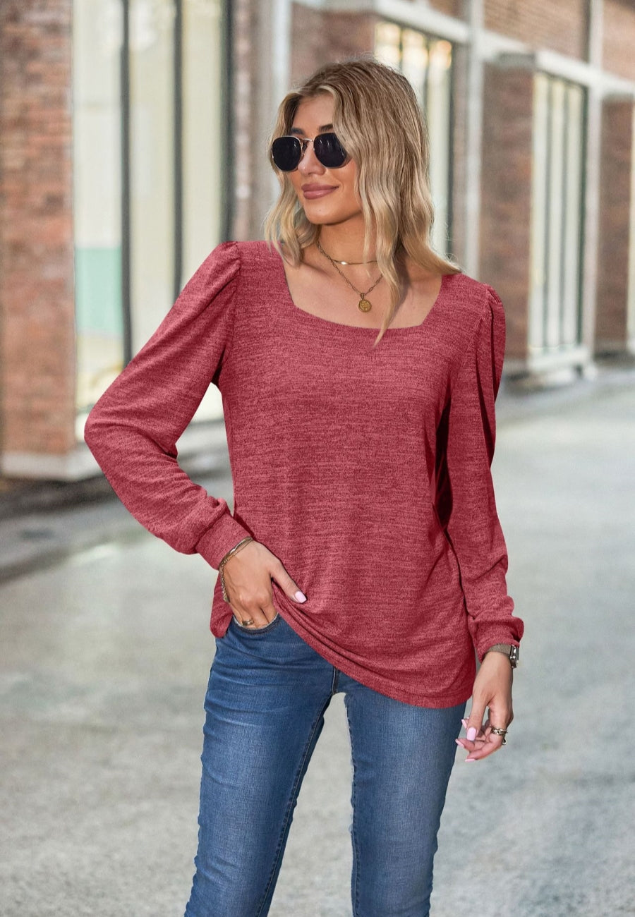 Square Neck Light Puff Sweater