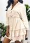 Button Front Tiered Ruffle Dress