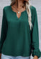 Solid Round Split Neck Blouse