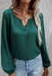 Solid Round Split Neck Blouse